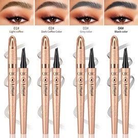 Magic Liquid Eyebrow Pencil, Waterproof 3D Eyebrow Pencil with 4 Micro Fork Tips, Long-Lasting Brow Colour for Quick Makeup, Natural Eyebrow Colours 04 Black
