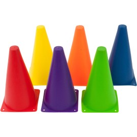 Plastic Cone Sports Training Gear, Pack of 6 (Mixed, 9-Inch)