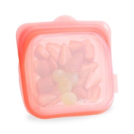 BlendQuik, Reusable Silicone Food Storage Bags, 1000 ml Capacity, Leak Proof Freezer Silicone Bags, Easy To Clean Reusable Travel Bag, Pretty Pink