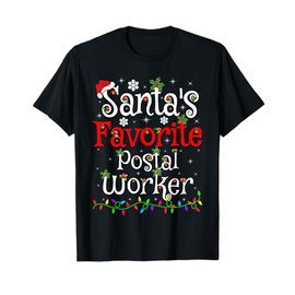 Funny Xmas Lighting Santa's Favorite Postal Worker Christmas T-Shirt