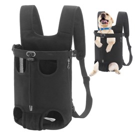 Apatal Dog Carrier Backpack, Legs Out Easy-Fit Dog Front Carrier Adjustable Breathable Pet Bag Double Shoulder Backpacks for Travel Hiking Walking Cycling Outdoor Use Black-Large