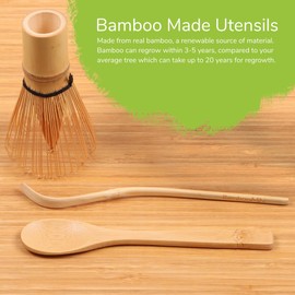 BambooMN Japanese Matcha Tea Set - Chasen + Strainer + Spoon + Scoop - 1 Set