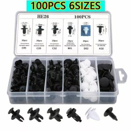 Fevirad For Subaru 100Pcs Car Bumper Hood Clips Retainer Rivet Fastener Fender Push Pin