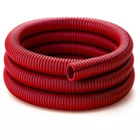 Electriduct Split Wire Loom Tubing Polyethylene Corrugated Flexible Conduit - 3/4" Nominal Size - 10 Feet - Red