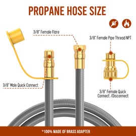 12FT 3/8" Natural Gas Conversion Kit for Grill, with Natural Gas Quick Connect Fittings, Gas Line Hose For 5249 Blackstone Griddle, Weber Grill, Grill, Pizza Oven, Heater, Generator and More