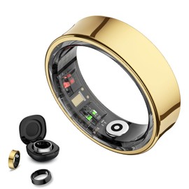 Smart Ring Health Tracker, Smart Rings for Men & Women, No Subscription Required, Long-Lasting Battery Sleep Ring, Fitness & Sleep Monitor Compatible with iOS & Android (Gold, #9)