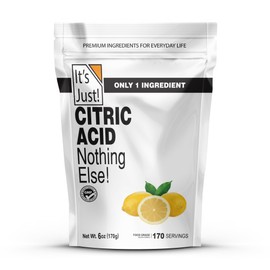 It's Just! - Citric Acid, Food Grade Flavor Enhancer Powder, Non-GMO, Great for Cooking, Cleaning, Bath Bombs, Natural Preservative (6 Ounces)