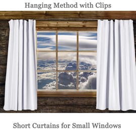 DONREN Short Curtains Pure White Half Window Curtains Privacy Curtain Tiers for Windows, Energy Saving Drapes for Bathroom Shades, Wide 34 x Long 38 inches per Panel,Set of 2