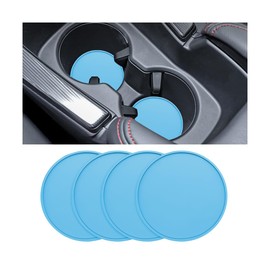 HZEL Car Coasters, Silicone Anti Slip Vehicle Cup Holder Insert Protection Mat, 2.75In Automotive Interior Embedded in Ornament Pad Accessories, Universal for SUV, Sedan, Truck (Sky Blue)