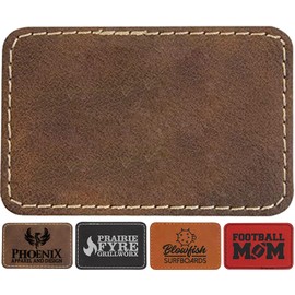 Leatherette/Leather Patches/Sheets for Hat Laser Engraving,Blank Laserable Engravable Faux Leather with Heat Press Adhesive Iron-on,Rectangle Laser Engraver Leather Material(Brown/3 In×2 In/30 Pieces)