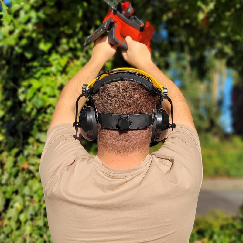 TRUTZHOLM Face protection with ear protection, mesh visor, eye protection