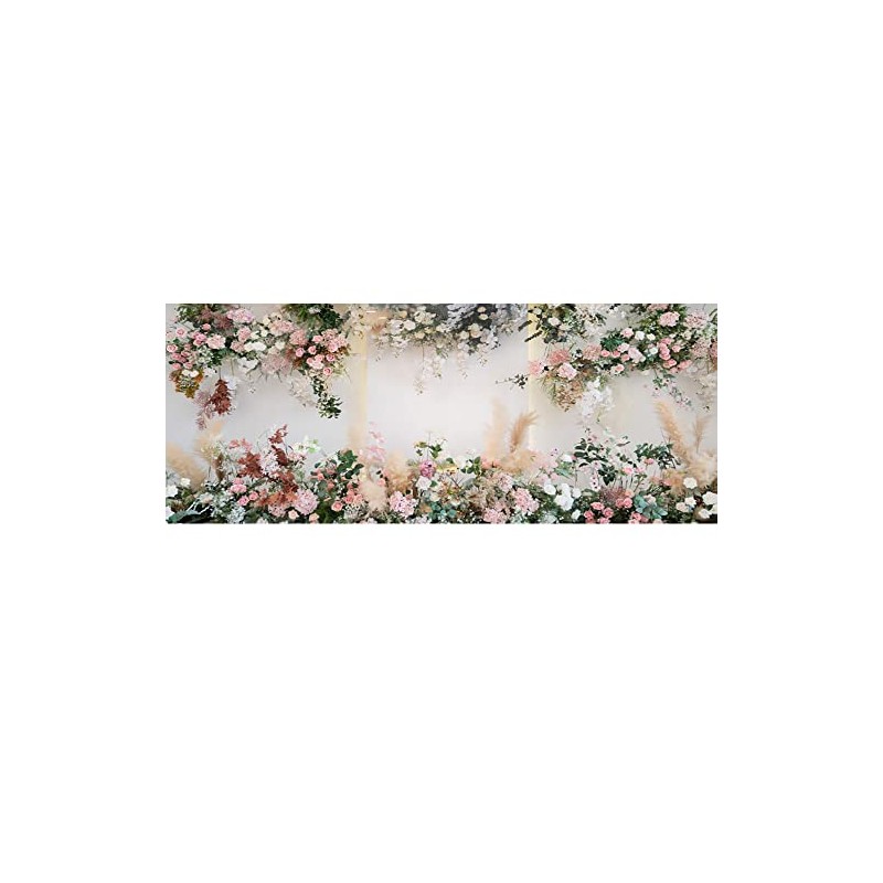 Yeele 15x8ft Wedding Backdrop for Photography Pink White Romantic Rose