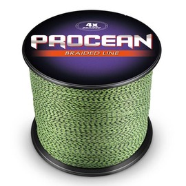 Procean - Línea de pesca trenzada 100% PE de 4 y 8 hebras, líneas trenzadas sensibles de 6 a 300 libras, súper rendimiento y eficiente y rentable (multicolor (amarillo y negro), 8 libras (3,6 kg) 0,12