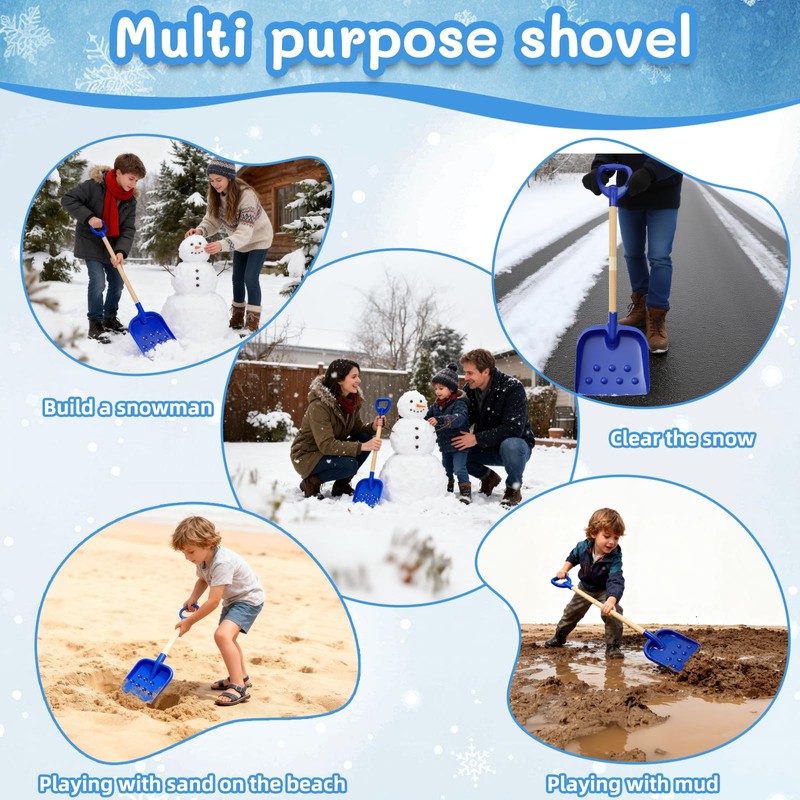 Dxmimer Blue Kids Snow Shovel - Adjustable 22–32 inch Toddler