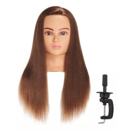 Qni-lmb Cabeza De Maniquí 100% Human Hair Real Estilistas Cabezote Color Castaño