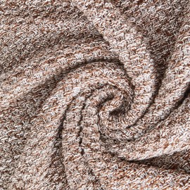 Longhui bedding Coffee Knitted Throw Blanket for Couch, Soft, Cozy Machine Washable 100% Cotton Sofa Knit Blankets, Heavy 4.0lb Weight, 60 x 80 Inches, Coffee and White Color.