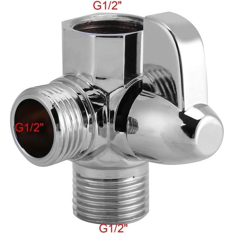 3-Way Diverter Valve, G1/2 Inch T Shape Shower Adapter, Shower