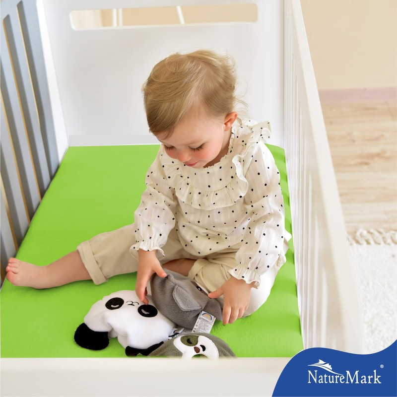 NatureMark Set of 2 Children's Jersey Fitted Sheets, 100% Cotton,