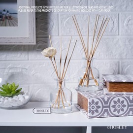 Hosley Set of 4 Glass Clear Bottles- 3.8 Inch High. Ideal Farmhouse Gift for Wedding, Party, Use with Essential Oils, Replacement Diffusers & Reed Sticks, DIY, Crafts, Spa