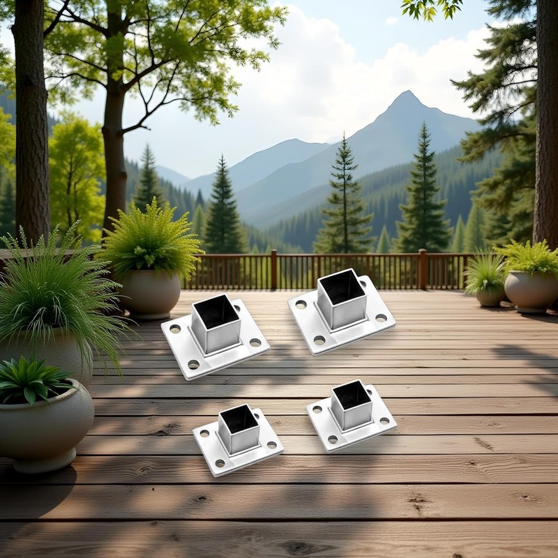 4Pcs Square Post Bases Stainless Steel Flange Anchor Bases Heavy