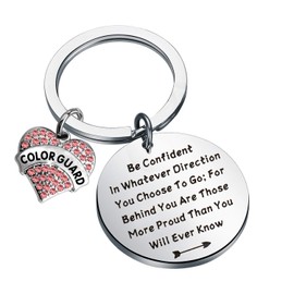 LQRI Color Guard Charm Keychain Colorguard Senior Graduation Gift Be Confident in Whatever Direction You Choose to Go Flag Girl Jewelry Color Guard Gifts for Teens and Girls (K-color guard Be)