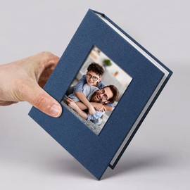Vienrose Small Photo Album 4x6 Slip-in Picture Album 50 Pages Holds 100 Photos, Portable Photo Book 4x6 for Wedding Family Baby Travel Blue
