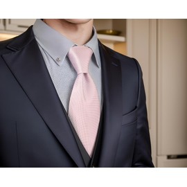 S&W SHLAX&WING Men's Tie Solid Pink Classic Wedding Party Silk, Tie 147 cm x 8 cm