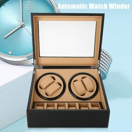 YIYIBYUS AC 100-240V Watch Storage Display Box,4+6 Automatic Watch Winder Rotation PU Leather Watch Storage Display Case,Clockwise Rotation,Counter-Clockwise Rotation(Black)