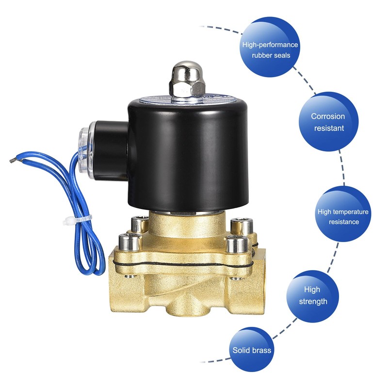 sourcing map Brass Electric Solenoid Valve, 1/2" NPT 12VDC Air