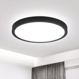 ZMH Ceiling Light LED Ceiling Light Bathroom Lamp Flat 15 W Kitchen Lamp Black Hallway Lamp Round Hallway Ceiling Lighting Cool White Diameter 18 cm Bathroom Lamp Small for Kitchen Bathroom Bedroom