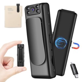 Makuseru Small Video Camera Easy to Hide, Small Camera, Camcorder, Body Camera, Handy Camera, Voice Recorder, Video Recording, 90 Degree Rotating Lens, Clip, USB Card Reader for Capturing Mobile