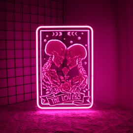 Whfobfe Skeleton Lover Neon Sign Led Neon Lights Neon Signs for Wall Decor USB Powered Led Neon Signs for Room Decoration