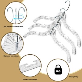 96 Quality Hangers Clear Hangers Crystal Cut Hangers for Clothes - Durable Plastic Hanger Set - Invisible Dress Hangers for Suits - Heavy Duty Hangers - Nonslip Coat and Shirt Hangers (96, 17" inch)