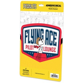 Peanuts Snoopy Flying Ace Pilot Lounge Adhesive Vinyl Decal – Fun Snoopy Sticker for Travel Gear, Suitcase, or Car
