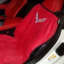SR1 Performance C8 Corvette Seat Covers - Cotton Protective Towel for All 2020-2025 Stingray, Z51, Z06, E-Ray Corvettes (Set of 2, Red)