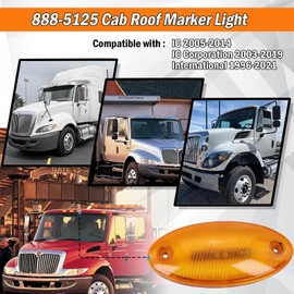 5Pcs 888-5125 Cab Marker Lights LED Top Roof Lamps Light with Hardware Compatible with IC 2005-2014 / IC Corporation 2003-2019 / International 1996-2021 Replaces # 3529900C96 3529900C97 3529900C98