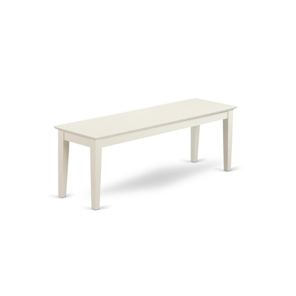 East West Furniture CAB-LWH-W Dining Table Bench with Solid Wood Seat, 51x15x18 Inch, Linen White
