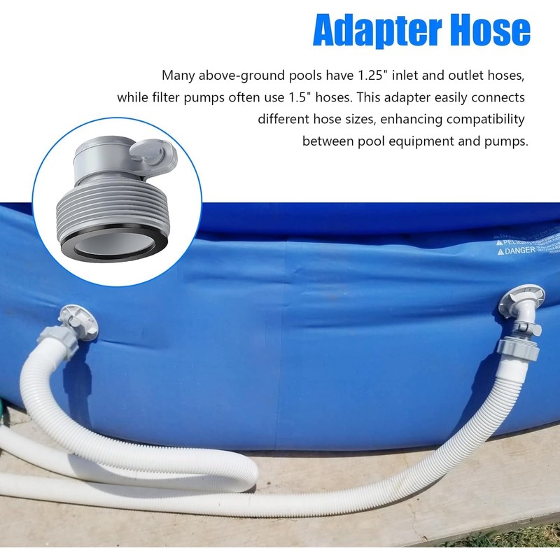 Pool Hose Adapter 1.25" to 1.5", 2 Packs, For Above
