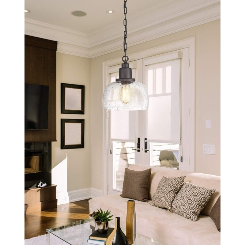 EAPUDUN 1-Pack Farmhouse Pendant Light, 1-Light Industrial Hanging Light Fixture