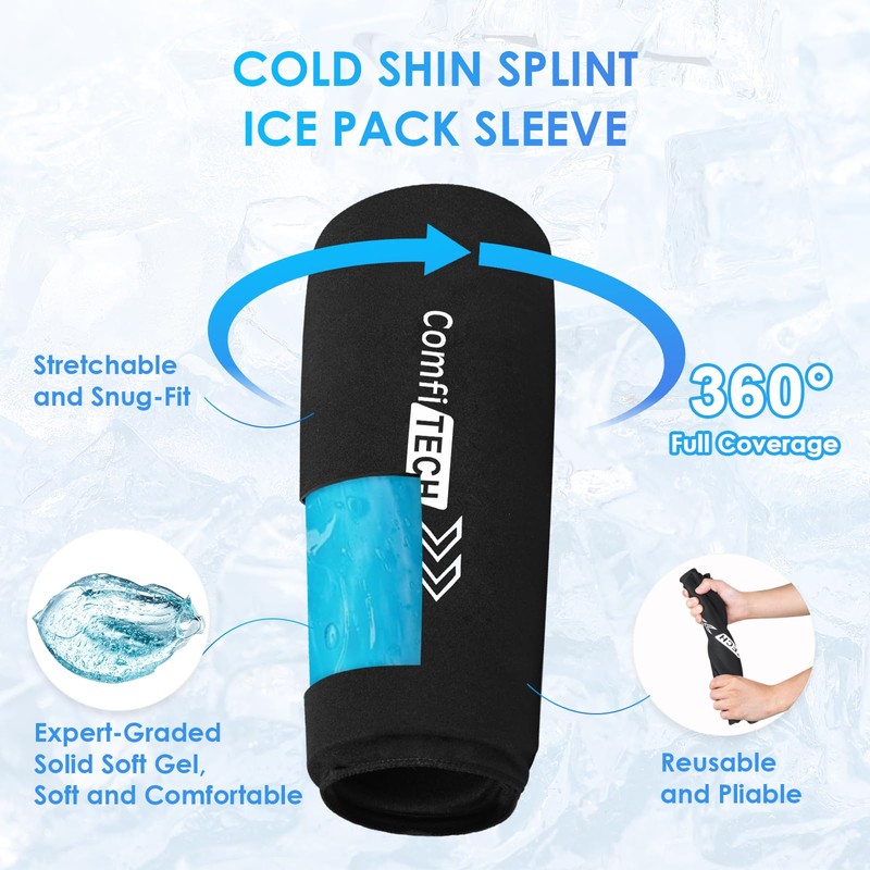 Comfitech Shin Splint Ice Pack Wrap for Entire Leg and