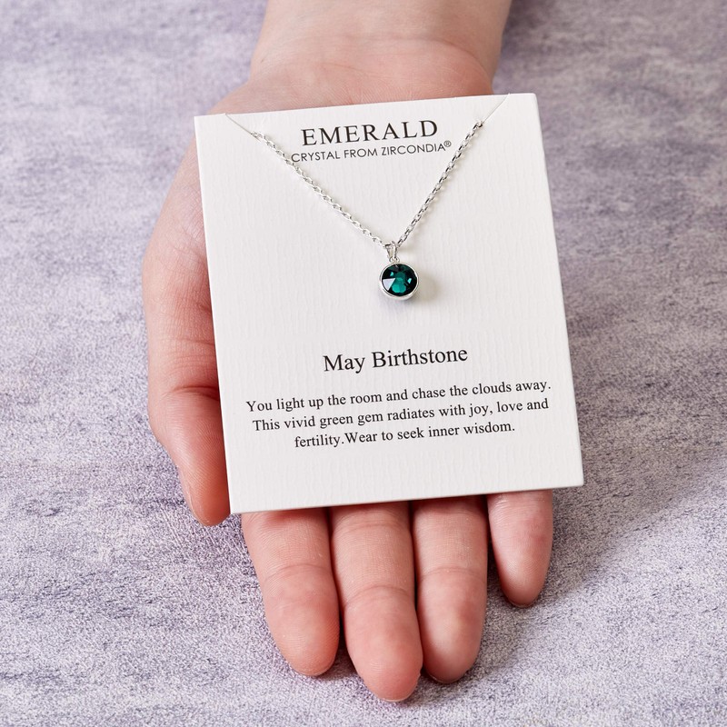 Philip Jones May (Emerald) Birthstone Necklace Created with Zircondia® Crystals