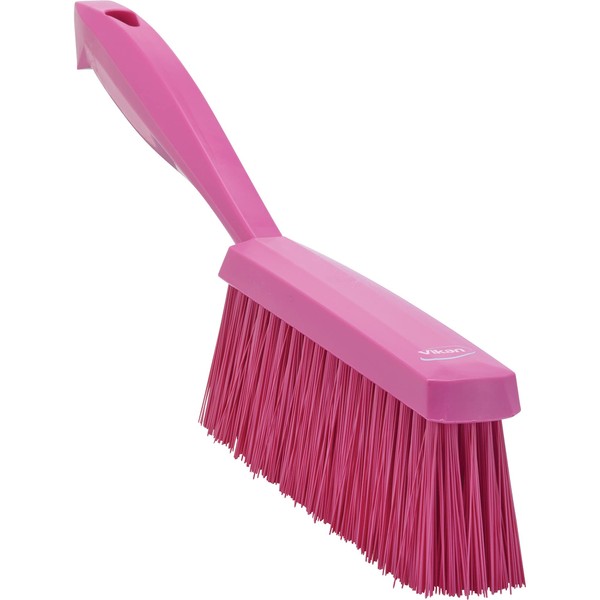 Vikan 45891 Bench Cleaning Brush, Polypropylene/Polyester Medium Bristle Dustpan Brush & Sweeper, 14 Inch, Pink