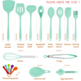 FURNIFE 18 Pcs Cooking Utensils Set, Kitchen Utensils Set with Utensil Holder, 446°F Heat Resistant Silicone Spatula Set, Kitchen Gadgets Tools Set for Nonstick Cookware BPA FREE