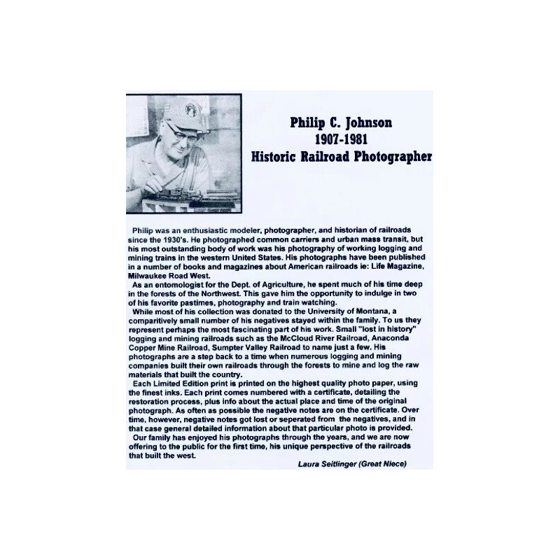 Heisler Geared Locomotive, 8x10 Limited Edition Philip C. Johnson Print