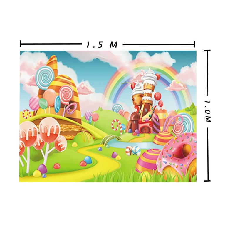 Qian Lollipop Backdrops Cartoon Candy Photo Rainbow Studio Props Booth