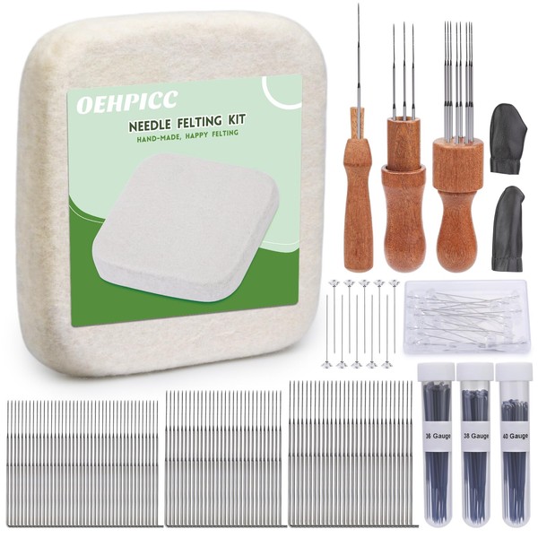 OEHPICC 128 Pcs Needle Felting Tools, 6×6 Inch Wool Feting