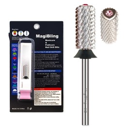MagiBling Crystal Top Large Barrel 3/32'' Nail Drill Bits, Safety Cross Cut Tungsten Carbide Bit, Left and Right Hand Use, Manicure Pedicure Cuticle Gel Polishing, Remove Gel fast, Extra Coarse.