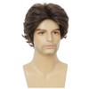Amnenl Mens Short Brown Wig Mix Blonde Synthetic Reality Hair