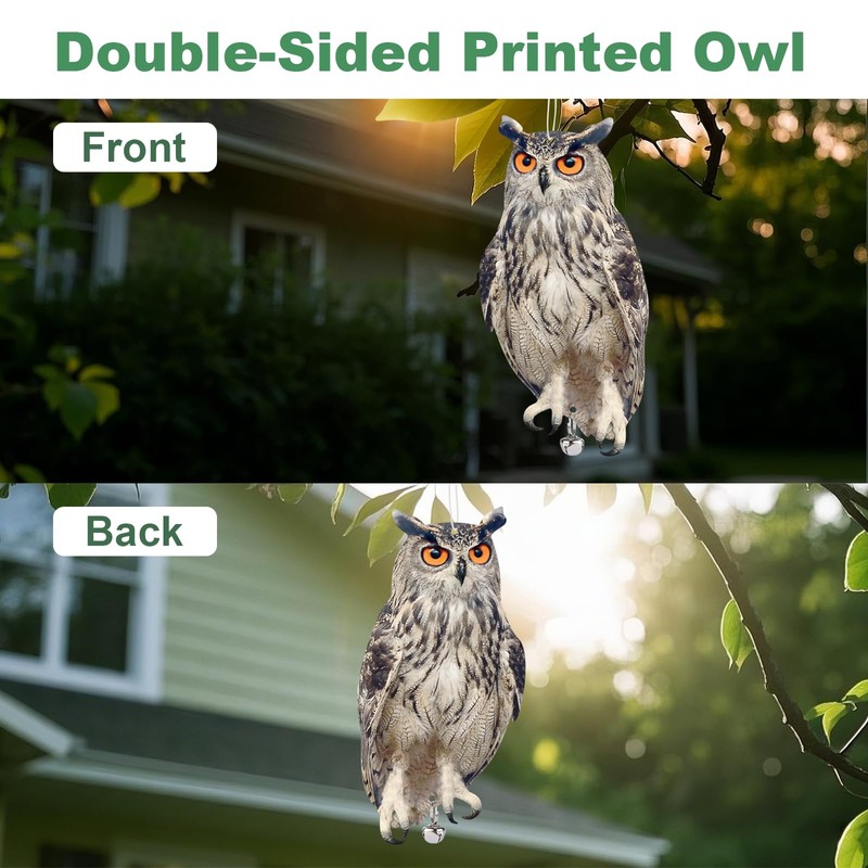 Lifreer Bird Scarers for Gardens, 5PCS Owl Shape Reflective Deterrents