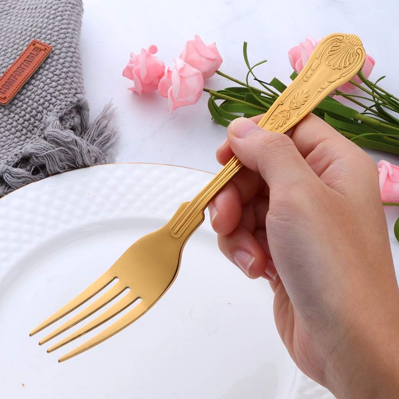 Buyer Star King Dessert Forks, Stainless Steel Gold Fork Set